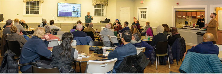 GOOD CROWD TURNOUT for the heat pump pizza event at the Milano Center. (Photo by Raj Das, edphotos.com)